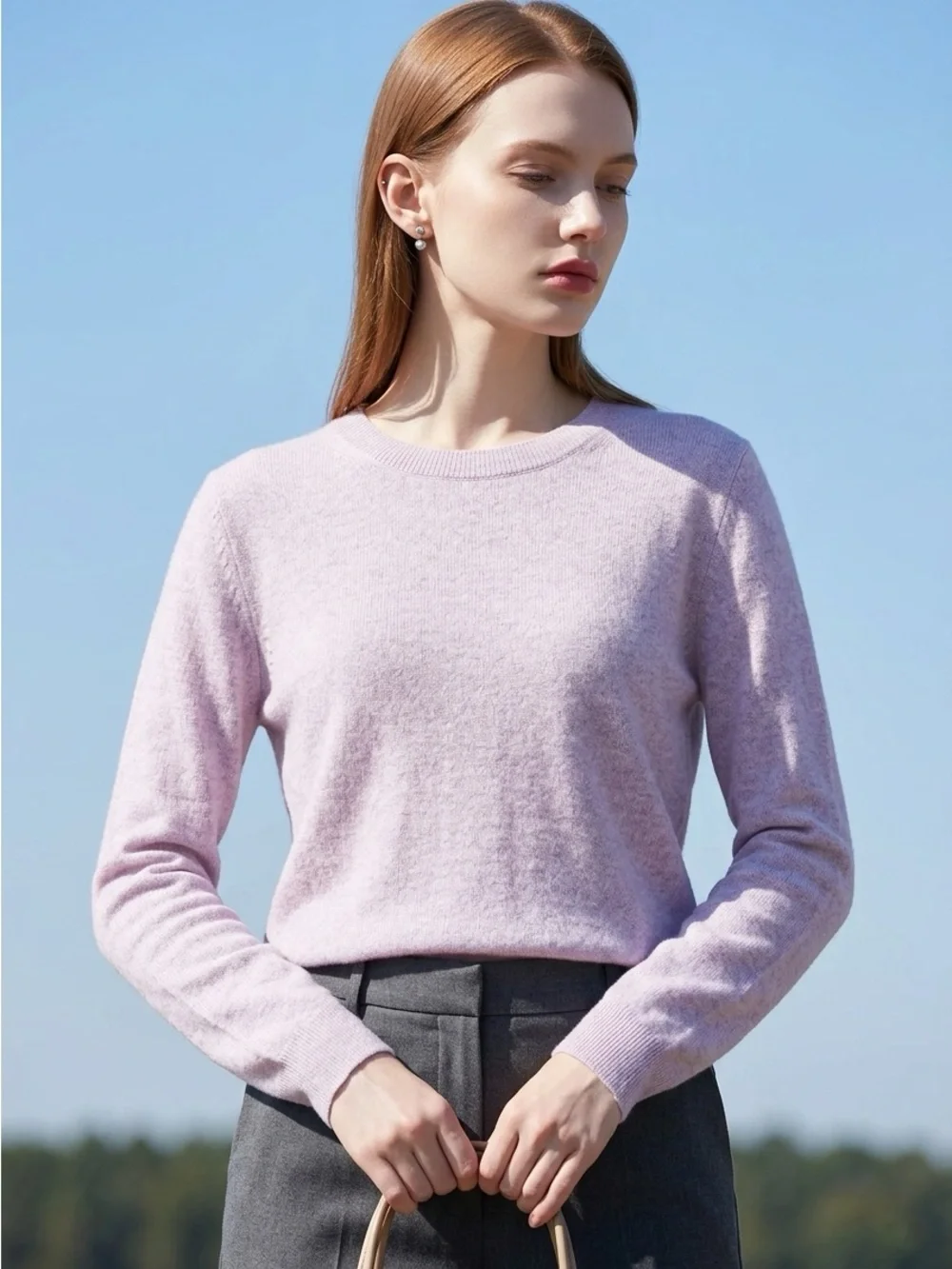 J.Crew 100% Cashmere Cozy Knit Crew Neck Pullover Sweater Purple Heather XL